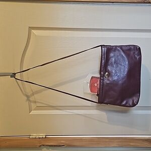 1980s Etienne Aigner Oxblood Leather Crossbody Vintage Handbag burgundy w mirror